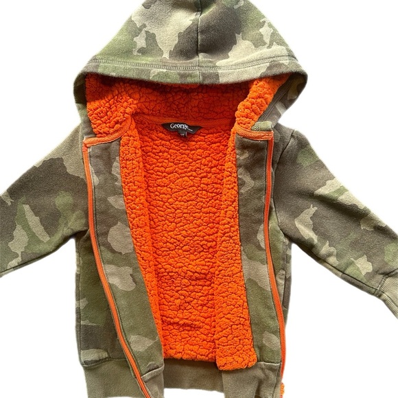 George Boys Sherpa Lined Camo Zip Hoodie 2T - Picture 3 of 6
